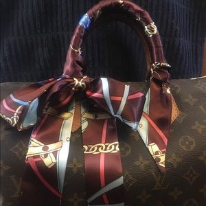 Purse scarf 2 rich brown gold Twilly handl…